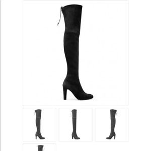 Brand new black suede Stuart Weitzman Highland OTK